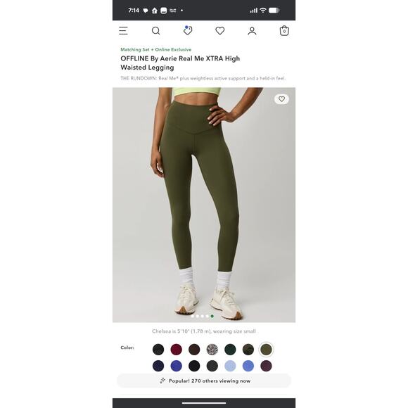 Offline By Aerie Real Me 7/8 Leggings High Rise Small Hunter Green (730) - Picture 6 of 7